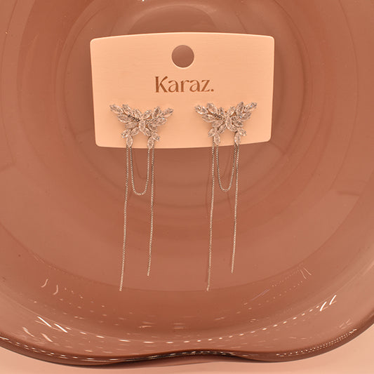 Aretes Hojas Brillantes con Cadenas Largas