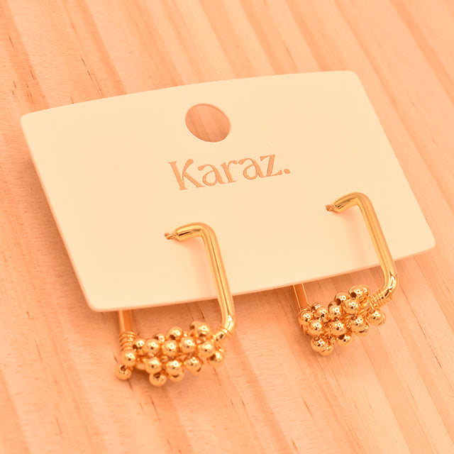 Aretes Hoop Bolitas Doradas Karaz.