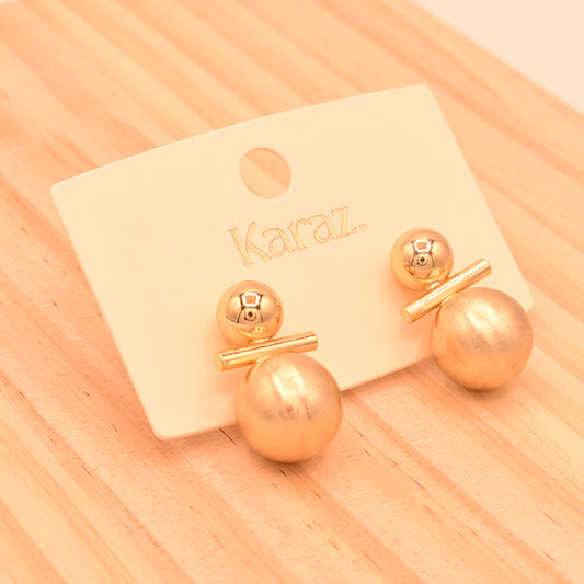 Aretes Esferas Doble Vista Doradas Karaz