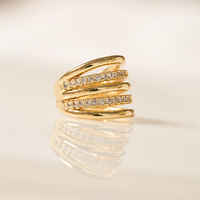 Earcuff Brillo Dorado Multibanda