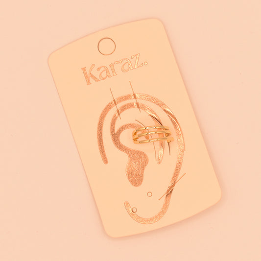 Earcuff Triple Línea Dorado