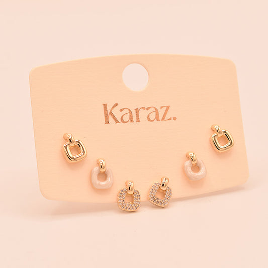 Set de Pendientes Topo Cuadrados Versátiles