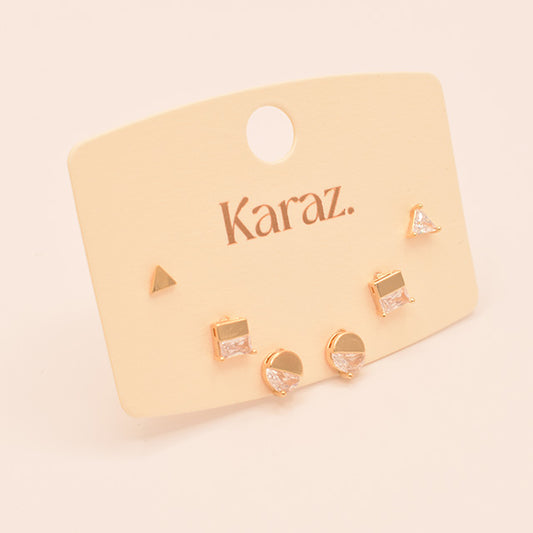 Set de Pendientes Topo Geométricos con Brillo