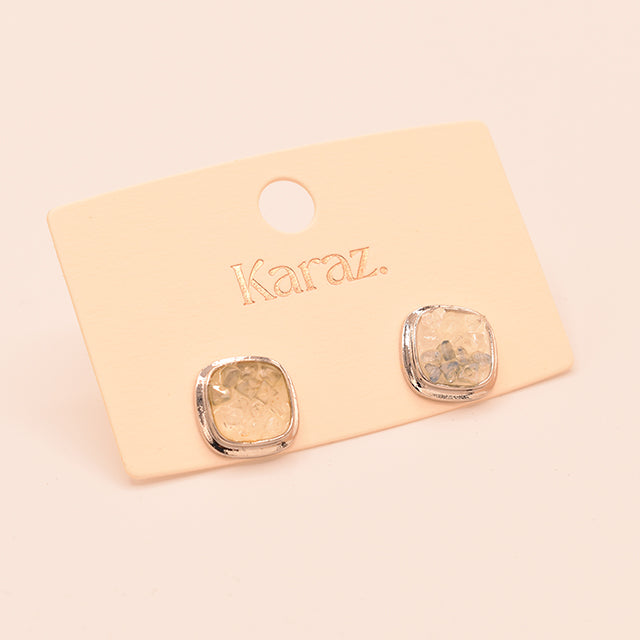 Aretes Cuadrados con Detalles de Piedra Natural