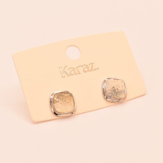 Aretes Cuadrados con Detalles de Piedra Natural