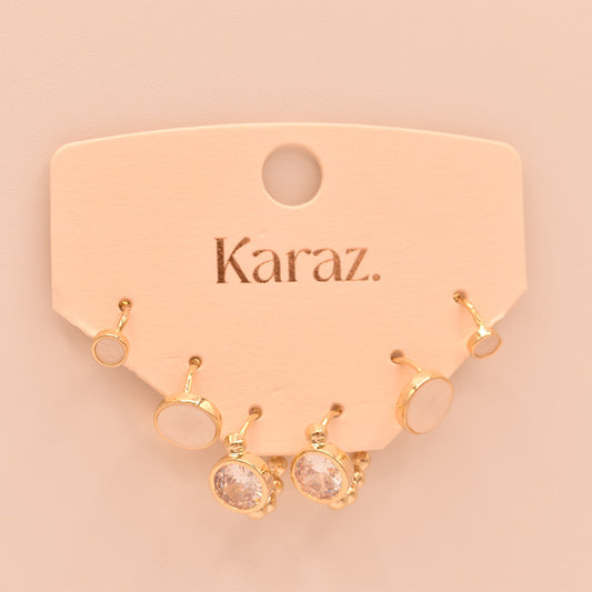Set de Pendientes Topo: Brillo Versátil en Oro y Blanco