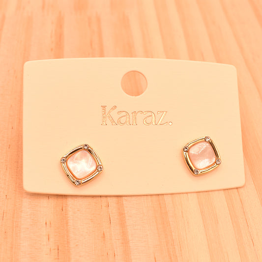 Aretes Cuadrados con Brillo Rosa