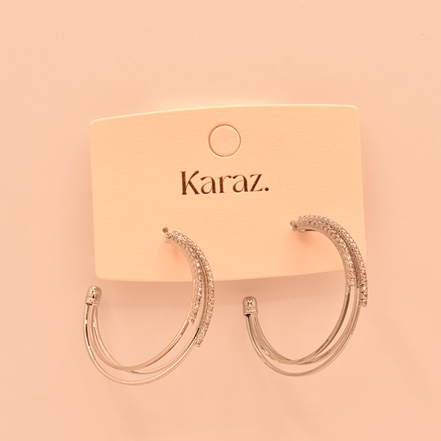 Aretes Aro Triple con Brillo