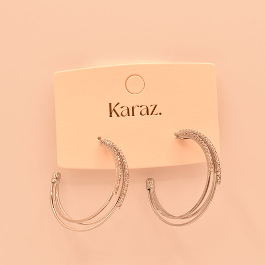 Aretes Aro Triple con Brillo