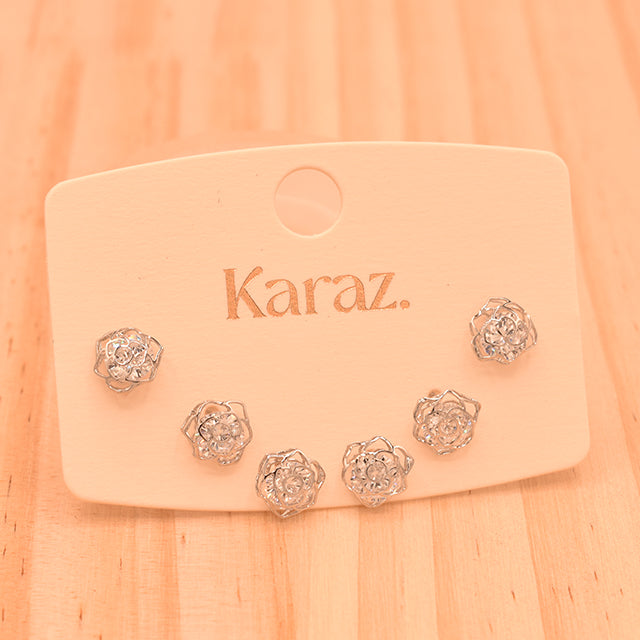 Set de Pendientes Topo Rosas Brillantes
