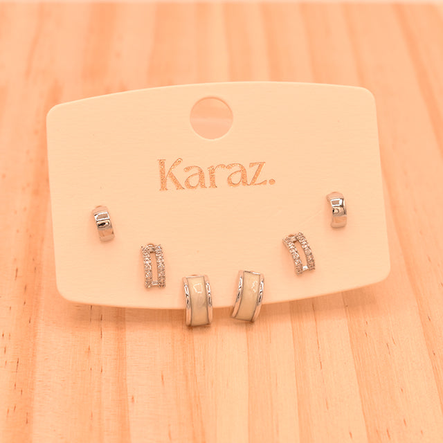 Set de Pendientes TOPO | Tres Estilos en Plata y Blanco