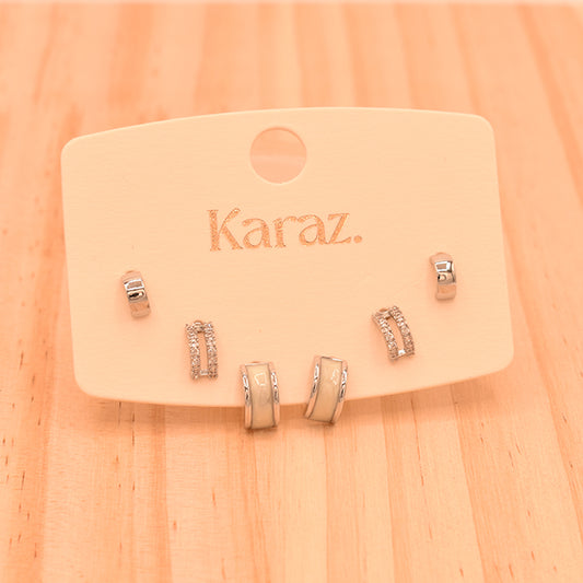 Set de Pendientes TOPO | Tres Estilos en Plata y Blanco