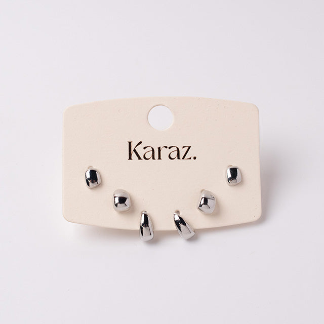 Set de Pendientes Topo Irregulares Plata