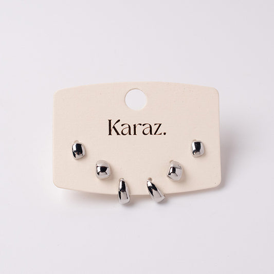 Set de Pendientes Topo Irregulares Plata