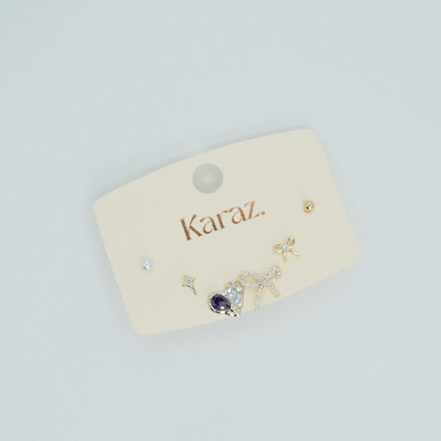 Set de Pendientes Topo Karaz: Brillo y Versatilidad