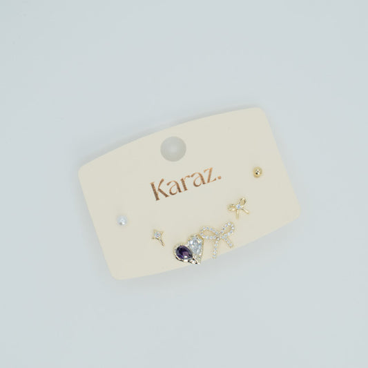 Set de Pendientes Topo Karaz: Brillo y Versatilidad