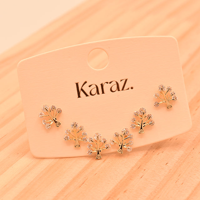 Set de Pendientes Topo Árbol de la Vida Brillante
