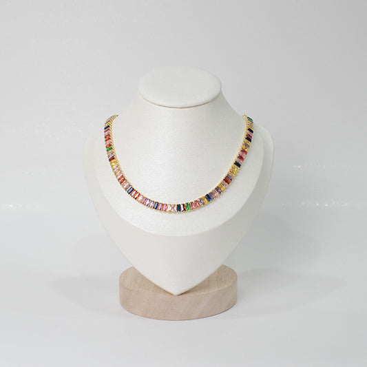 Collar Arcoíris de Piedras Multicolor