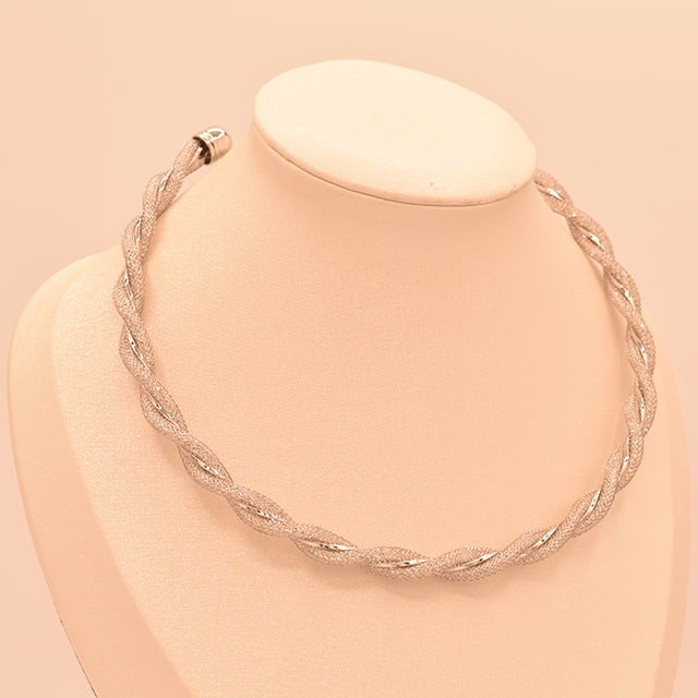 Choker Malla Trenzado Plata Brillante