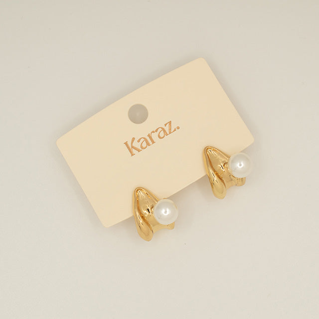 Pendientes Perla Dorados Modernos