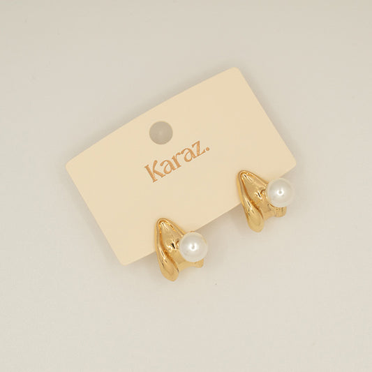 Pendientes Perla Dorados Modernos