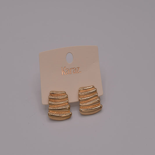 Aretes Geométricos Dorados Acanalados