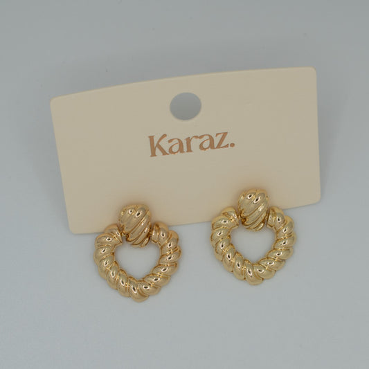Aretes Corazón Trenzado Dorados