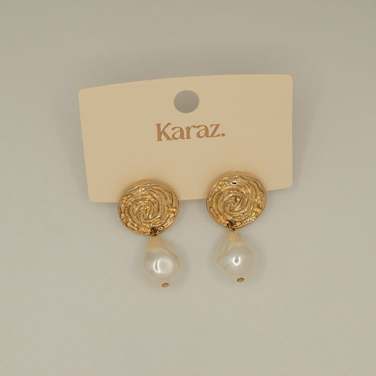 Pendientes Espiral Dorada con Perla Barroca