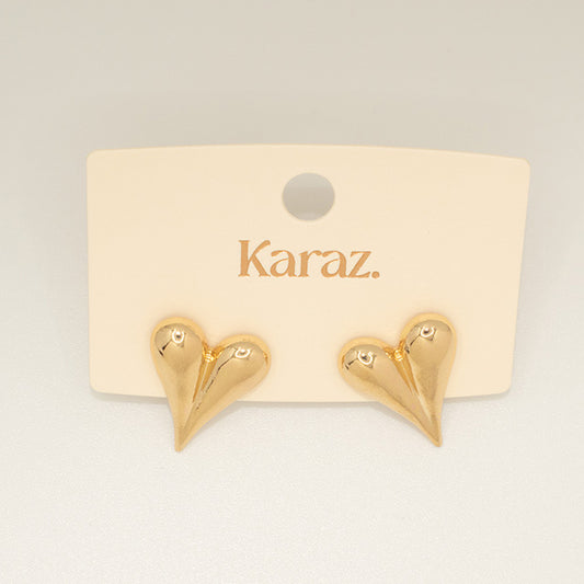 Aretes Corazón Puffy Dorados