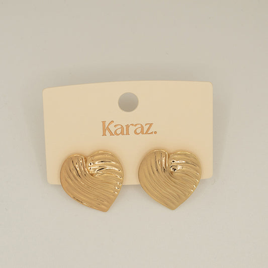 Aretes Corazón Ondulado Dorados