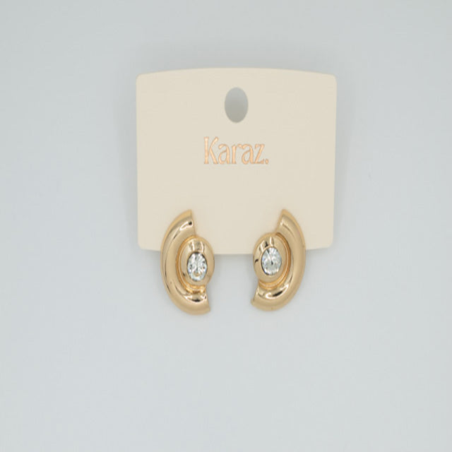 Aretes Espiral Dorados con Gema Central