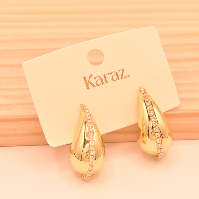 Aretes Gora Dorados con Borde Brillante