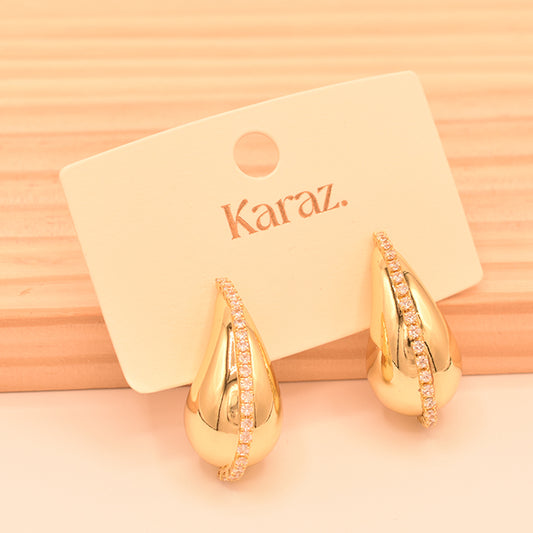 Aretes Gora Dorados con Borde Brillante