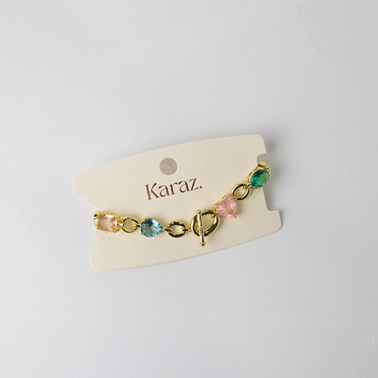 Pulsera de Eslabones con Piedras Multicolor y Cierre Toggle