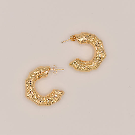 Aretes Aro Irregular Dorado