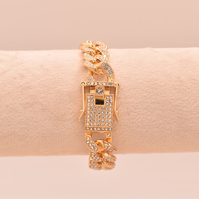 Pulsera Glamour Eslabones Dorados con Cristales