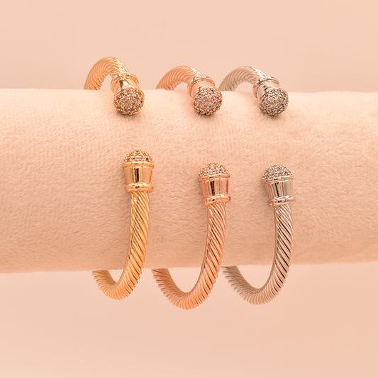 Pulsera Rígida Trenzada Brillo