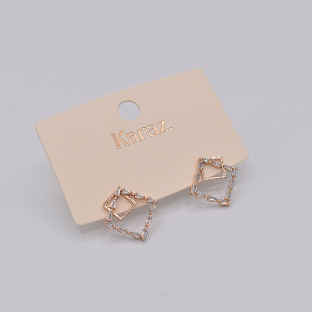 Pendientes Doble Cuadrado Brillantes