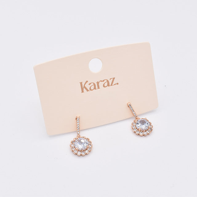 Aretes Colgantes Halo Brillante Oro Rosa