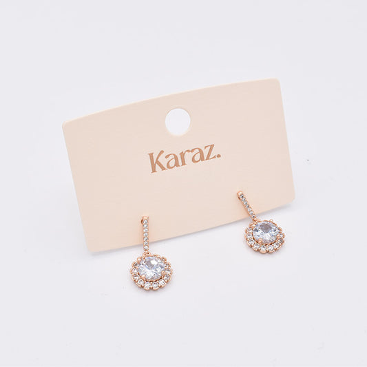 Aretes Colgantes Halo Brillante Oro Rosa