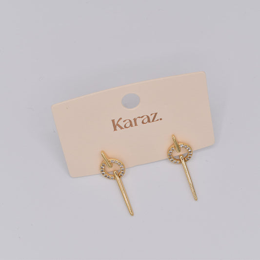 Pendientes Aro y Barra con Brillo Dorado
