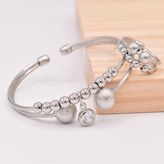 Pulsera Abierta Esferas y Brillo