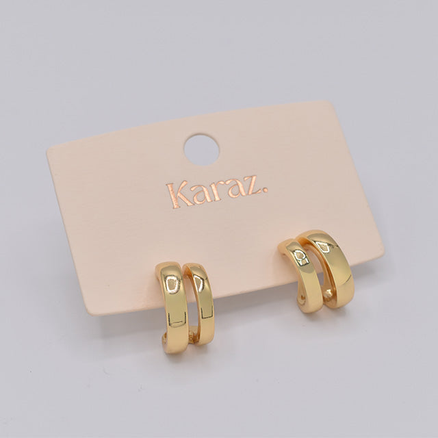 Pendientes Mini Aros Dobles Dorados | Karaz