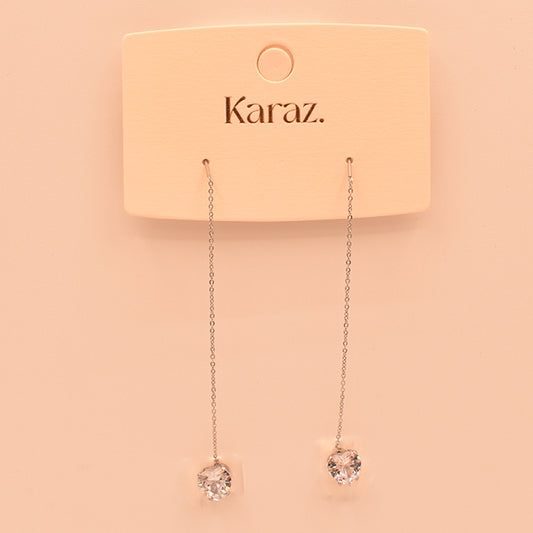 Aretes Largos Corazón de Cristal | Elegancia Sutil