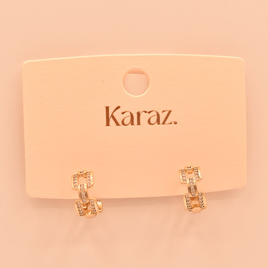Aretes Eslabones Brillantes Oro