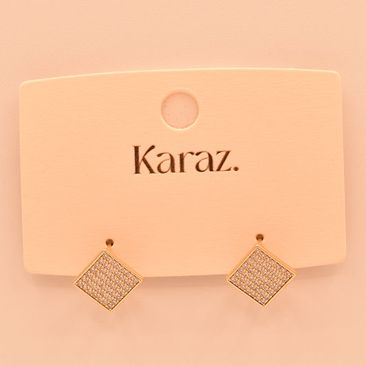 Aretes Cuadrados Brillantes Dorados