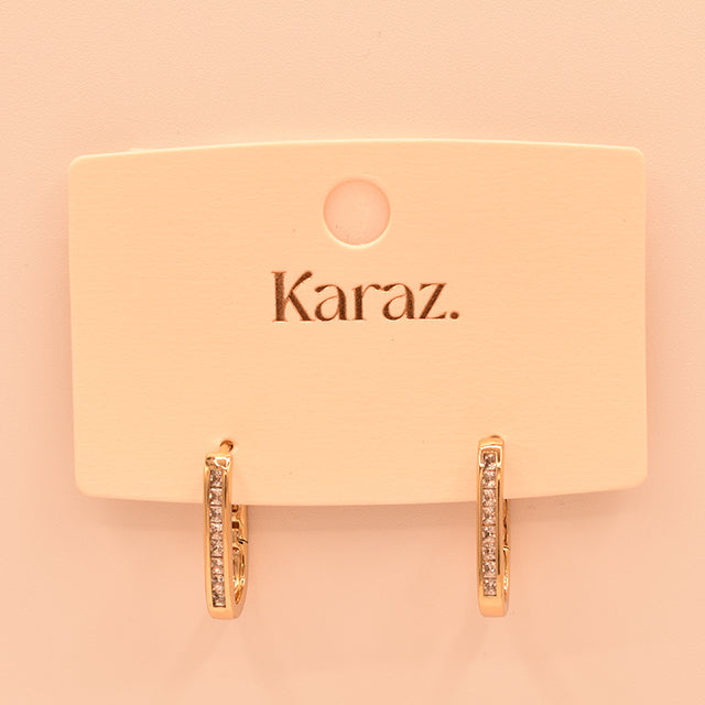 Aretes Rectangulares con Circonitas Dorados