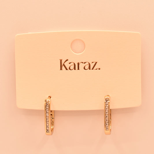 Aretes Rectangulares con Circonitas Dorados