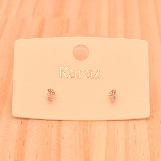 Aretes Mini Hoja Brillante con Circonitas