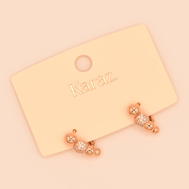 Aretes Esferas Brillantes Oro Rosa